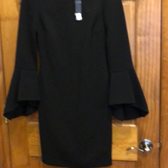 New Alice & Olivia black dress w bell sleeve, sz 2 - Picture 4 of 4